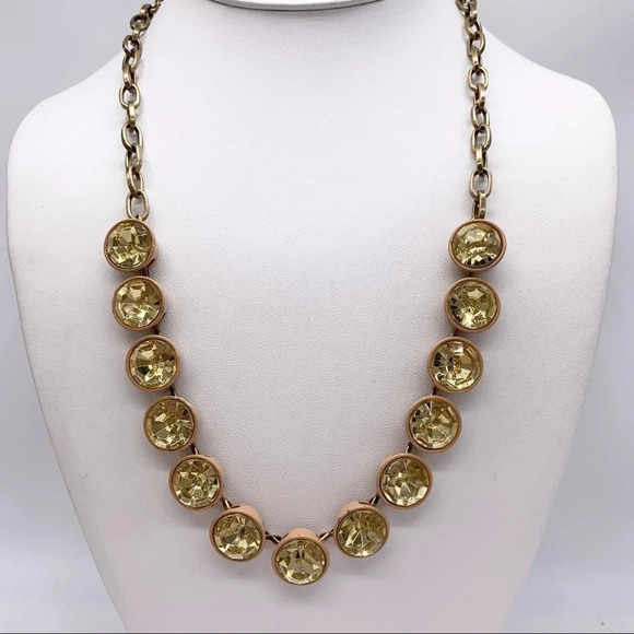 J. Crew Tan Brulee Yellow Crystal Necklace - Picture 1 of 11